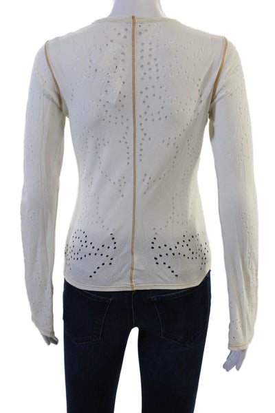 Adriano Goldschmied Women Basic White Cotton Long Sleeve T-Shirt Size S