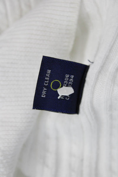 Ralph Lauren Sport Women White Striped Cotton Cardigan 3/4 Sleeve Button Size M