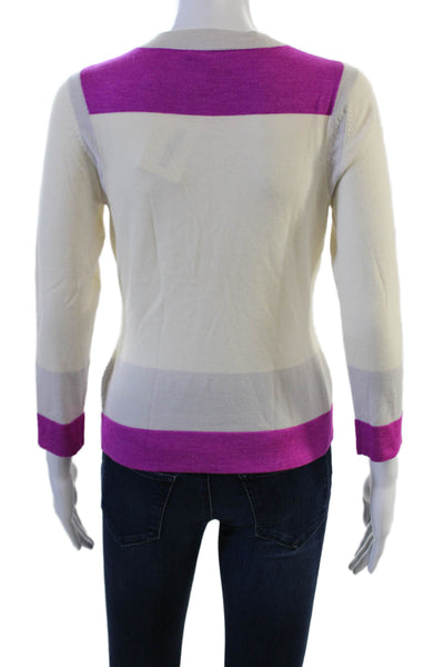 Narciso Rodriguez Unisex Striped Beige Sweater 3/4 Sleeve Crewneck Size 42