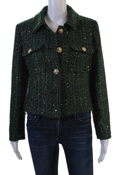 Jus D Orange Women Collared Button Green Jacket 100% Polyester Size 3