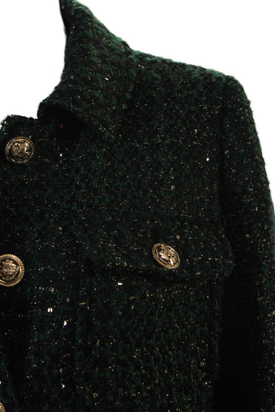 Jus D Orange Women Collared Button Green Jacket 100% Polyester Size 3