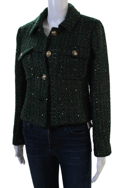 Jus D Orange Women Collared Button Green Jacket 100% Polyester Size 3