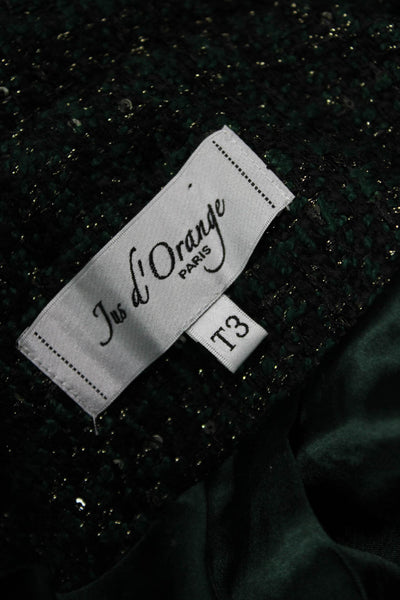 Jus D Orange Women Collared Button Green Jacket 100% Polyester Size 3