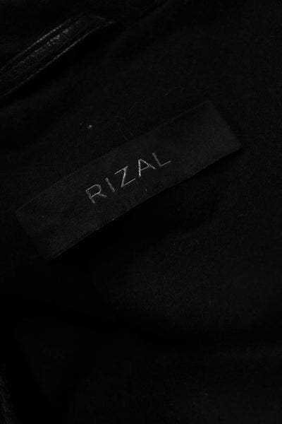 Rizal Womens Biker Jacket Black Collared Zip Long Sleeve Cotton Blend Size M