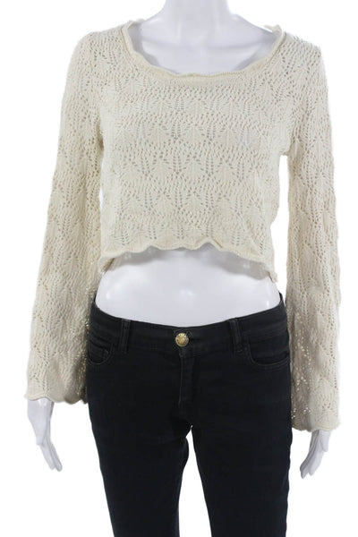Saltwater Luxe Unisex Pullover Beige Button Round Neck Cotton Acrylic Size XS