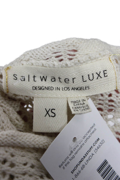 Saltwater Luxe Unisex Pullover Beige Button Round Neck Cotton Acrylic Size XS