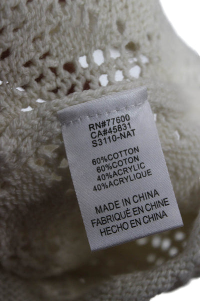Saltwater Luxe Unisex Pullover Beige Button Round Neck Cotton Acrylic Size XS