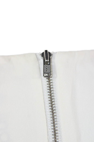 ALC Womens Cropped Top White Sleeveless Crew Neck Zip Size 0
