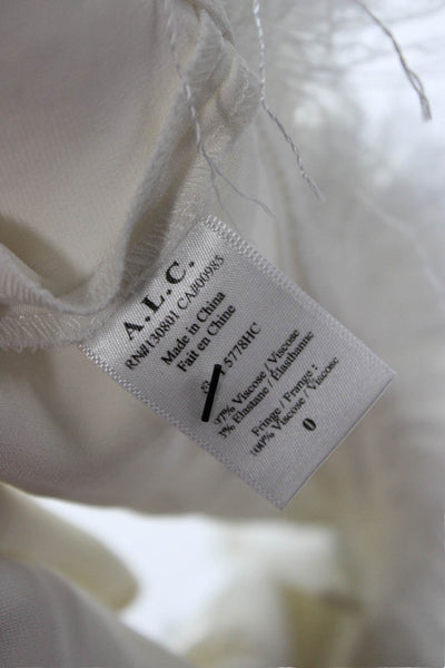 ALC Womens Cropped Top White Sleeveless Crew Neck Zip Size 0