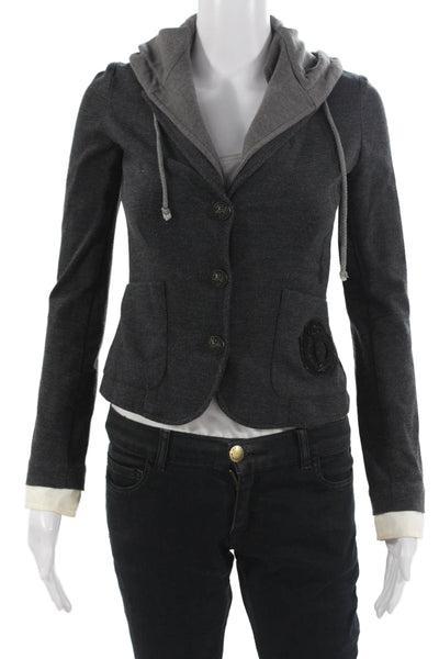 Haute Hippie Womens Dark Gray Collared Button Blazer Long Sleeve Size XS