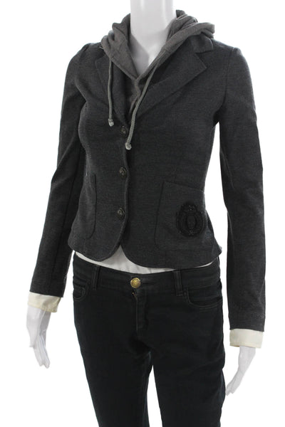 Haute Hippie Womens Dark Gray Collared Button Blazer Long Sleeve Size XS