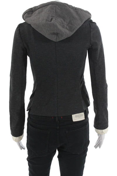 Haute Hippie Womens Dark Gray Collared Button Blazer Long Sleeve Size XS