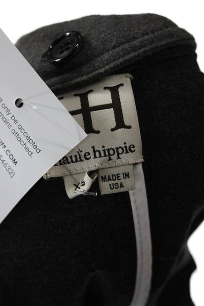 Haute Hippie Womens Dark Gray Collared Button Blazer Long Sleeve Size XS