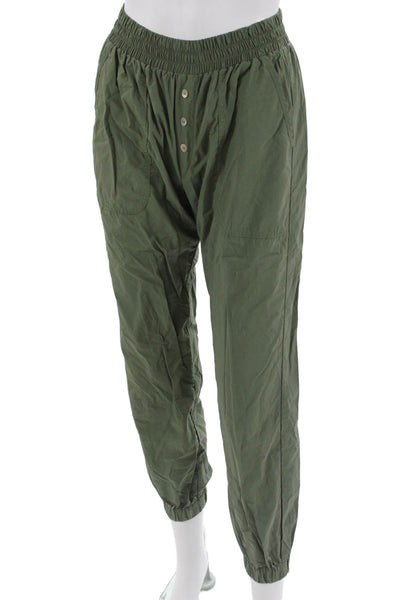 Donni Unisex Green Windbreaker Jogger Pants Nylon Blend Button Army Size XS