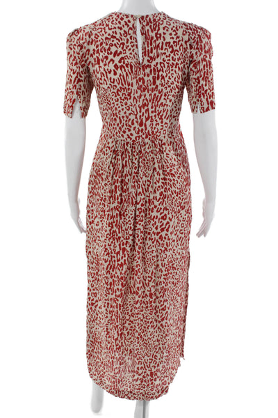 Baum Und Pferdgarten Women Beige Leopard Shirt Dress Short Sleeve Size 36