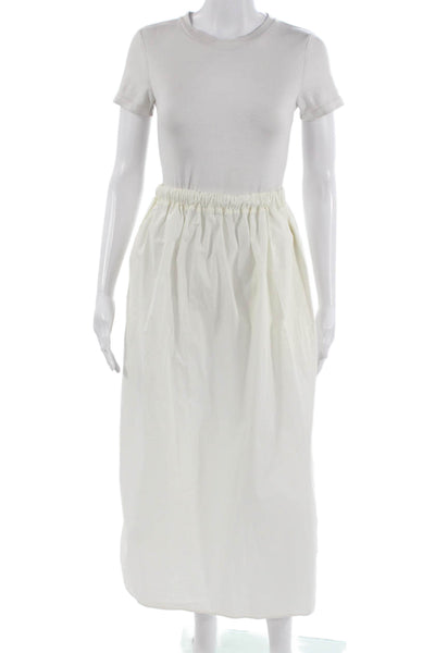 Ninety Percent Women Peasant Midi Skirt White 100% Organic Cotton Size S