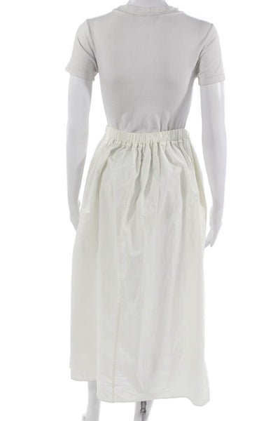 Ninety Percent Women Peasant Midi Skirt White 100% Organic Cotton Size S