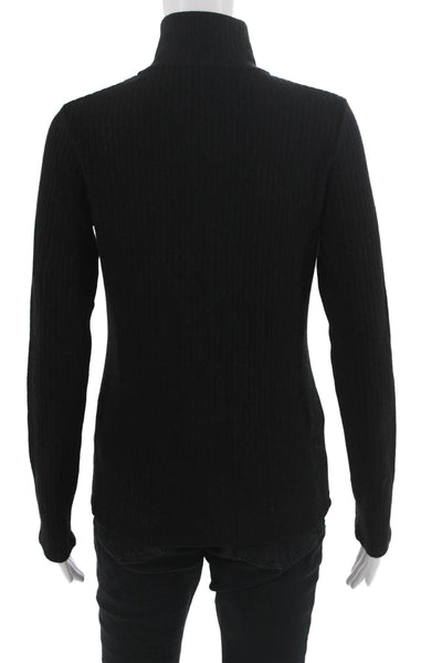 Vince Unisex Full Zip Mock Neck Long Sleeve Black Sweater Size M