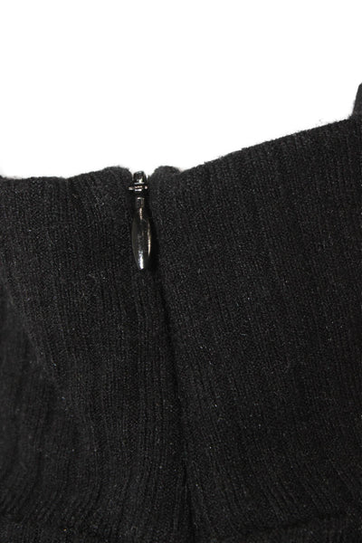 Vince Unisex Full Zip Mock Neck Long Sleeve Black Sweater Size M