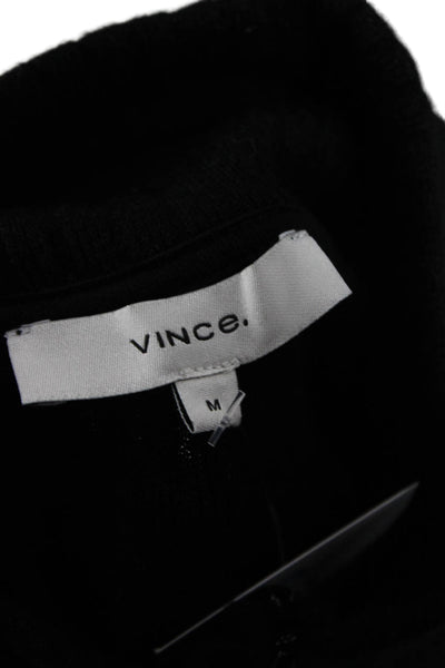Vince Unisex Full Zip Mock Neck Long Sleeve Black Sweater Size M