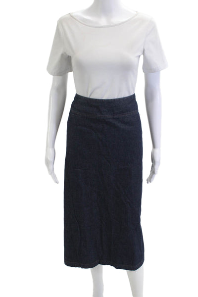 Eileen Fisher Women Straight Pencil Skirt Dark Blue 100% Cotton Size M