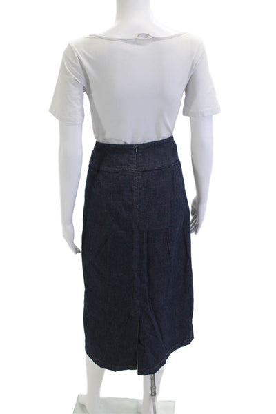 Eileen Fisher Women Straight Pencil Skirt Dark Blue 100% Cotton Size M