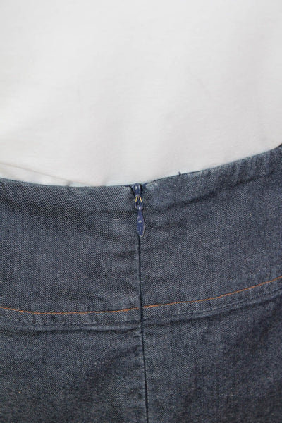 Eileen Fisher Women Straight Pencil Skirt Dark Blue 100% Cotton Size M