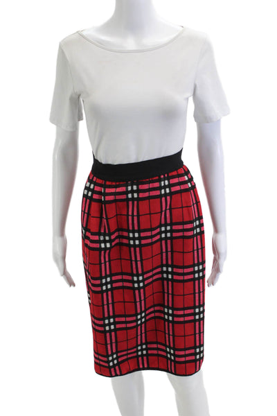 Save The Queen Womens Straight Pencil Black Plaid Polyester Skirt Size L