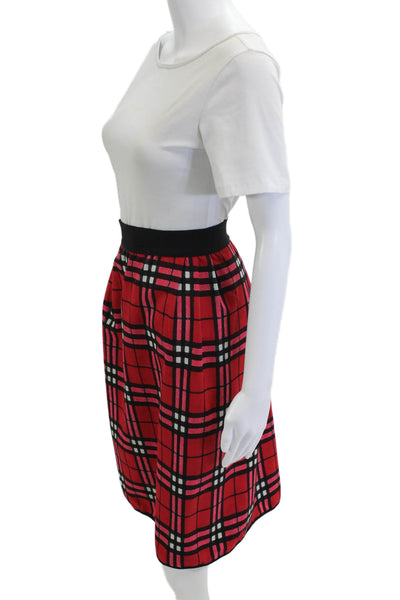 Save The Queen Womens Straight Pencil Black Plaid Polyester Skirt Size L