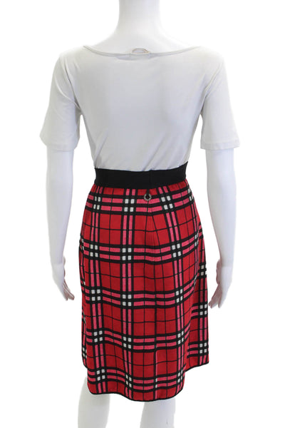 Save The Queen Womens Straight Pencil Black Plaid Polyester Skirt Size L