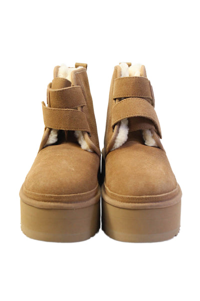 Ugg Womens Neumel Double Strap Platform Booties Shoes Chestnut Brown Size 11