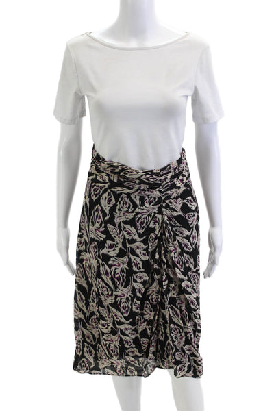 Ba&Sh Womens Wrap Skirt Black Paisley Viscose Knee Length Size 4