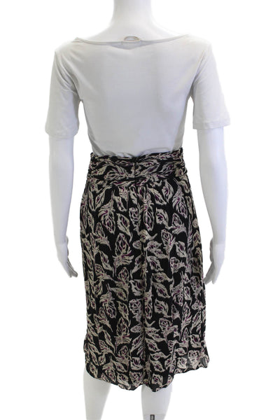 Ba&Sh Womens Wrap Skirt Black Paisley Viscose Knee Length Size 4
