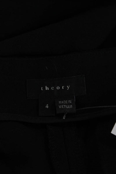 Theory Women Ankle Dress Pants Black Wool Blend Zip Inseam 28 Size 4