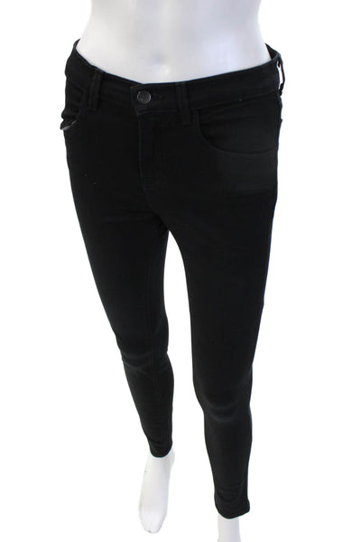 J Brand Women Skinny Ankle Jeans Black Mid Rise Button 28 Inseam Size 25