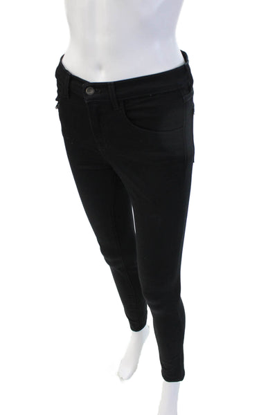 J Brand Women Skinny Ankle Jeans Black Mid Rise Button 28 Inseam Size 25