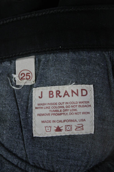 J Brand Women Skinny Ankle Jeans Black Mid Rise Button 28 Inseam Size 25