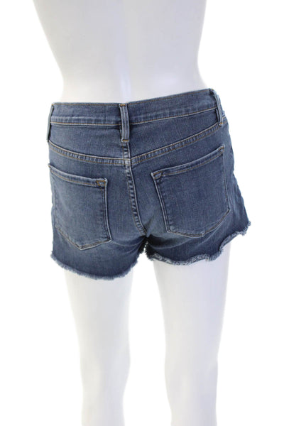Frame Denim Unisex Dark Blue Button Shorts Cotton Blend Beach Size 24