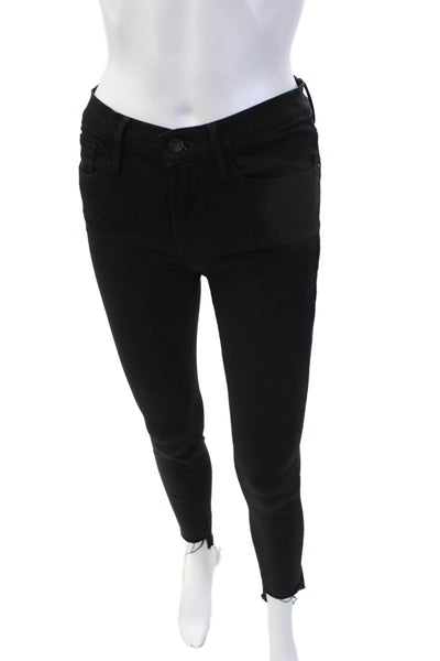 Frame Womens Ankle Skinny Jeans Black Low Rise Cotton Blend Size 25