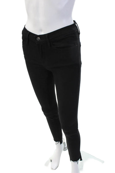 Frame Womens Ankle Skinny Jeans Black Low Rise Cotton Blend Size 25