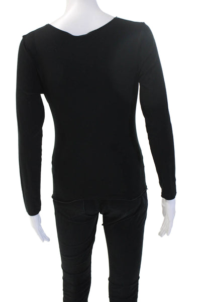 Armani Collezioni Women Black V-Neck Long Sleeve Basic Blouse Size 6