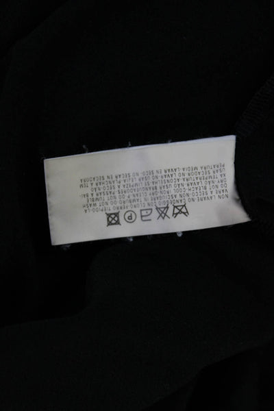 Armani Collezioni Women Black V-Neck Long Sleeve Basic Blouse Size 6