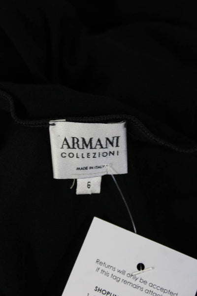 Armani Collezioni Women Black V-Neck Long Sleeve Basic Blouse Size 6