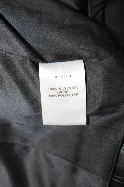 Toccin Women Black Sleeveless Square Neck Biker Button Top Size 2