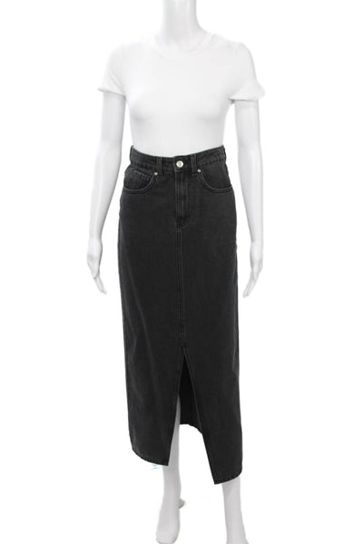 MNG Women Dark Gray Cotton Maxi Straight Pencil Skirt Size XS