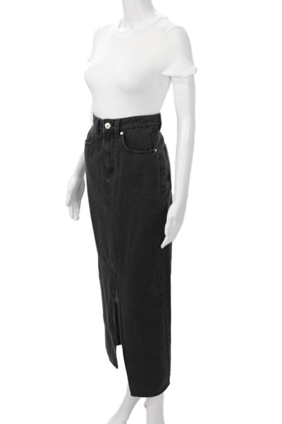 MNG Women Dark Gray Cotton Maxi Straight Pencil Skirt Size XS