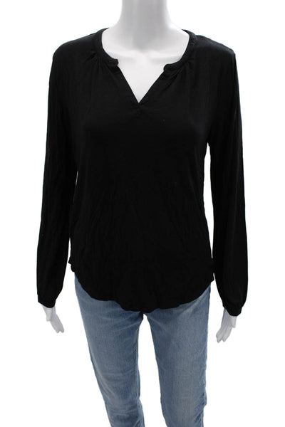 Barefoot Dreams® Womens Black V-Neck Jersey Long Sleeve Blouse Size XS