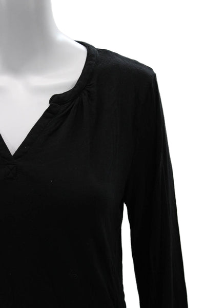 Barefoot Dreams® Womens Black V-Neck Jersey Long Sleeve Blouse Size XS