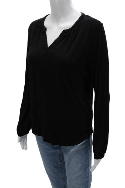 Barefoot Dreams® Womens Black V-Neck Jersey Long Sleeve Blouse Size XS
