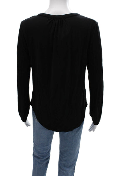 Barefoot Dreams® Womens Black V-Neck Jersey Long Sleeve Blouse Size XS